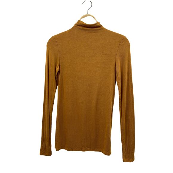 Aritzia Babaton mustard Ribbed Mock neck long sleeve - Picture 3 of 4